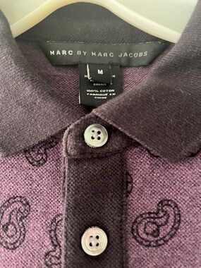 Marc Jacobs Purple Polo with Black Paisley Print M